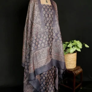 Two-Piece Salwar Sets in Pure Tussar Silk with Natural Dyes Ajrakh – (TPSS1002)