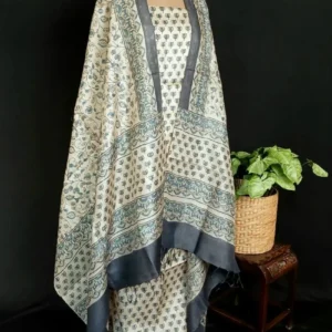 Two-Piece Salwar Sets in Pure Tussar Silk with Natural Dyes Ajrakh – (TPSS1006)