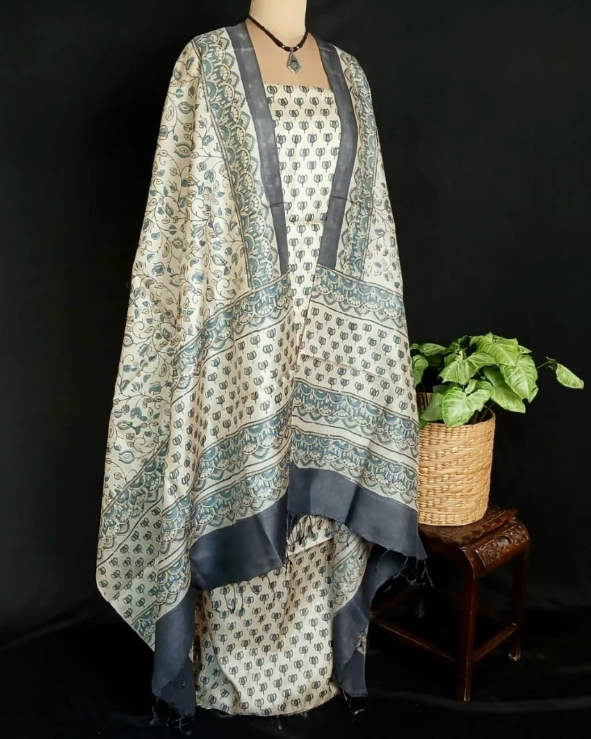 Two-Piece Salwar Sets in Pure Tussar Silk with Natural Dyes Ajrakh – (TPSS1006)