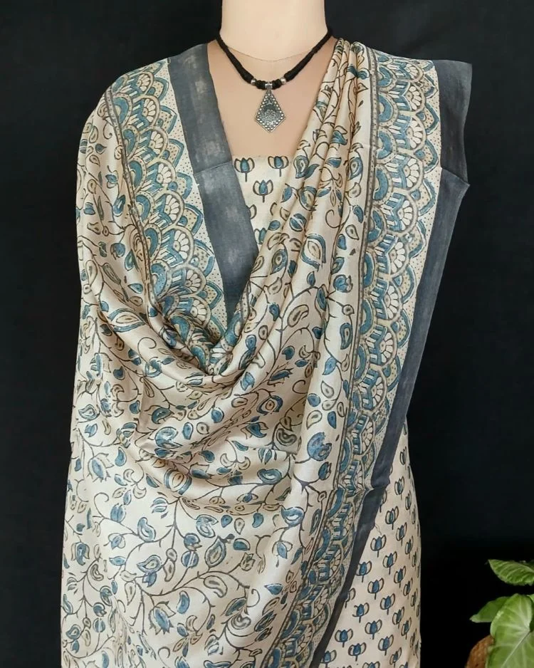 Two-Piece Salwar Sets in Pure Tussar Silk with Natural Dyes Ajrakh – (TPSS1006) - Image 4