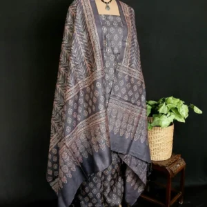 Two-Piece Salwar Sets in Pure Tussar Silk with Natural Dyes Ajrakh – (TPSS1007)