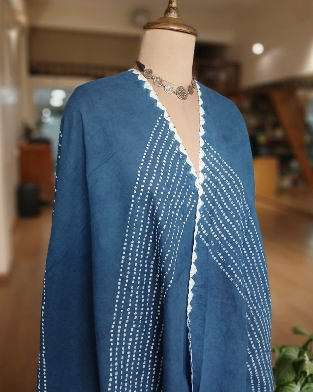 Cotton Stole with very fine designer Bandhani Work - (CSBW0006) - Image 2