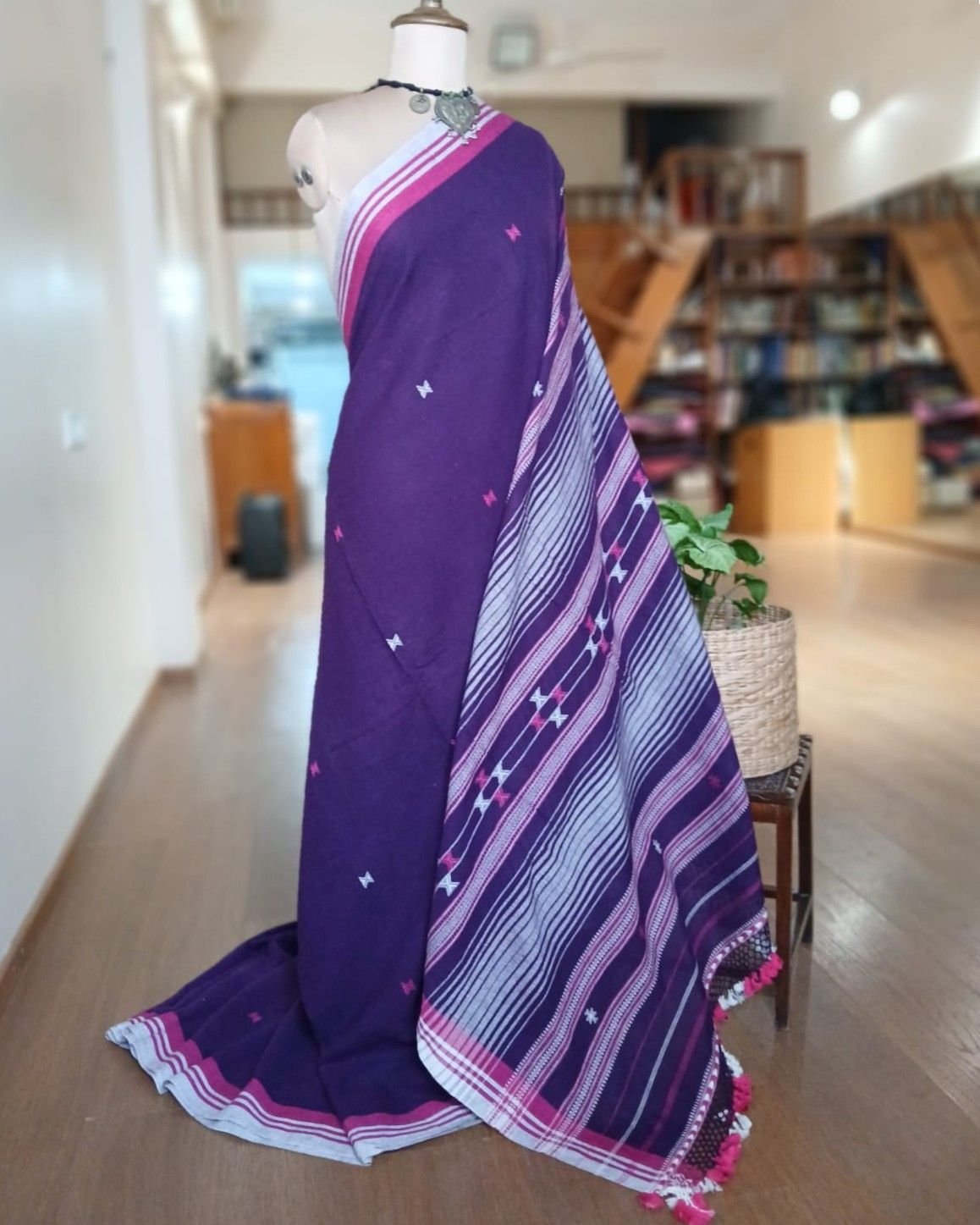 Bhujodi Saree handwoven in Kala Cotton – (BHUJ1013) - Image 8