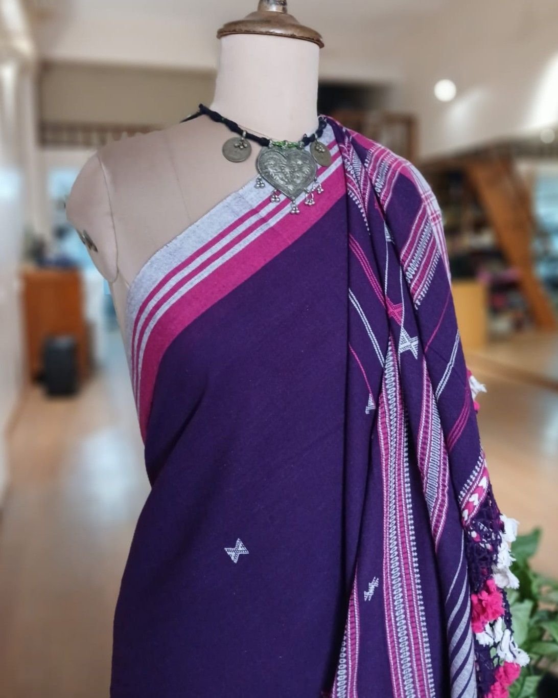 Bhujodi Saree handwoven in Kala Cotton – (BHUJ1013) - Image 5