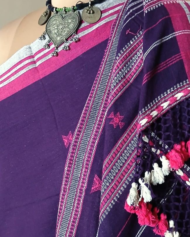 Bhujodi Saree handwoven in Kala Cotton – (BHUJ1013) - Image 4