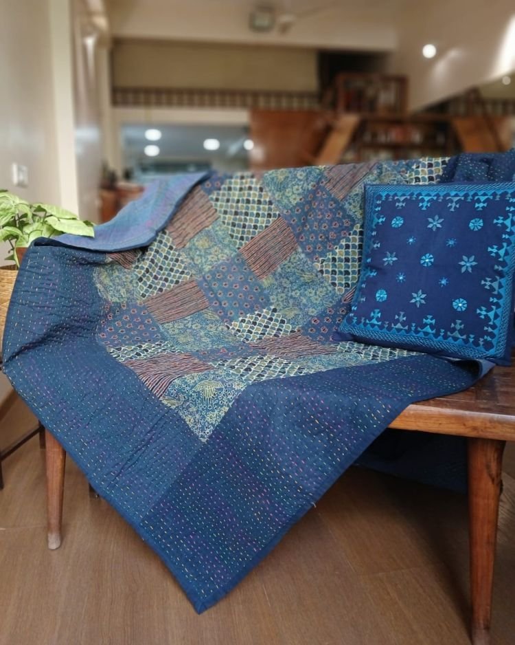 Patchwork Two-Layer Ajrakh Quilt (Godhri) – (APDG0012)