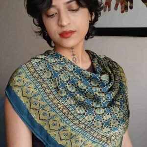 Large Square Scarf in Ajrakh Natural Dyes - (LSAS0002)