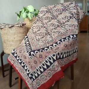 Natural Dyes Pedana Kalamkari Handblock Bedsheet Set - (NDKB0010)