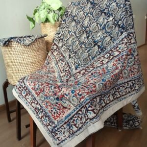 Natural Dyes Pedana Kalamkari Handblock Bedsheet Set - (NDKB0014)