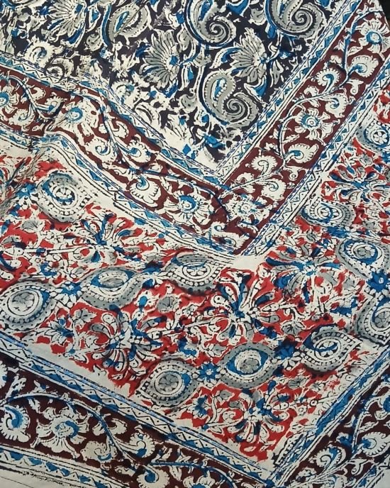 Natural Dyes Pedana Kalamkari Handblock Bedsheet Set - (NDKB0014) - Image 3