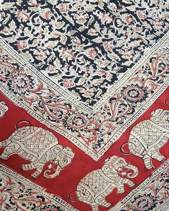 Natural Dyes Pedana Kalamkari Handblock Bedsheet Set - (NDKB0016) - Image 3