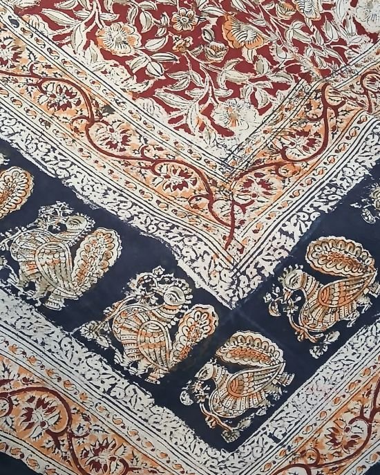 Natural Dyes Pedana Kalamkari Handblock Bedsheet Set - (NDKB0009) - Image 3