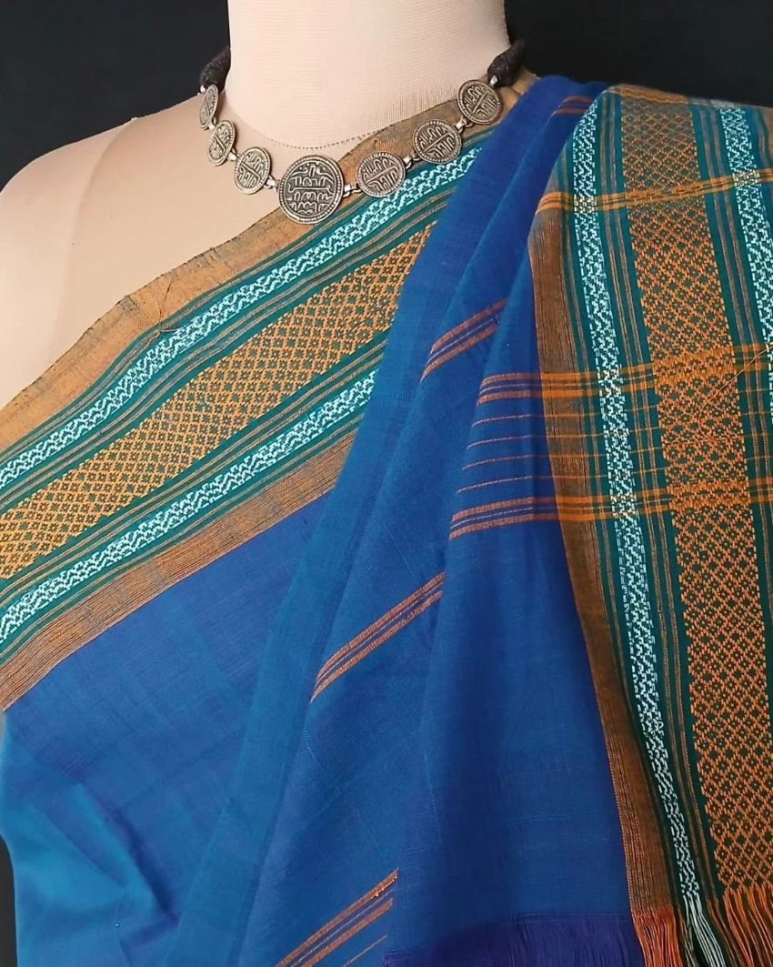 Classic Handwoven 40-count Kandangi from Chettinad - (CHKS0020) - Image 7