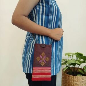 Kasuti Embroidered Mobile Phone Sling Bag-(KSMS0001)