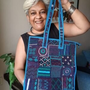 Boho Patchwork Tote Bag with Hand-Embroidery -(TOTB1022)