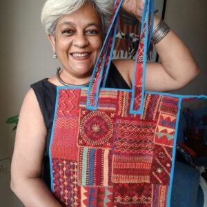 Boho Patchwork Tote Bag with Hand-Embroidery -(TOTB1025)