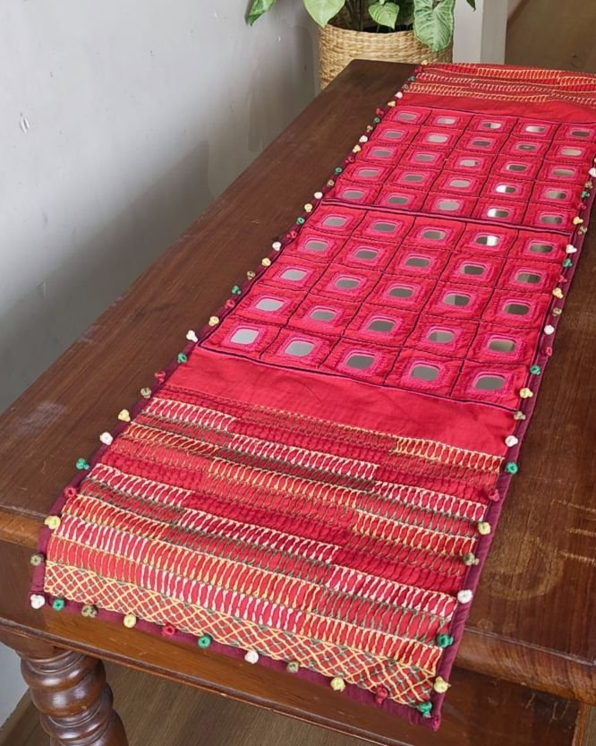 Festive Table Runner with mirrorwork – (FESTRUN007)