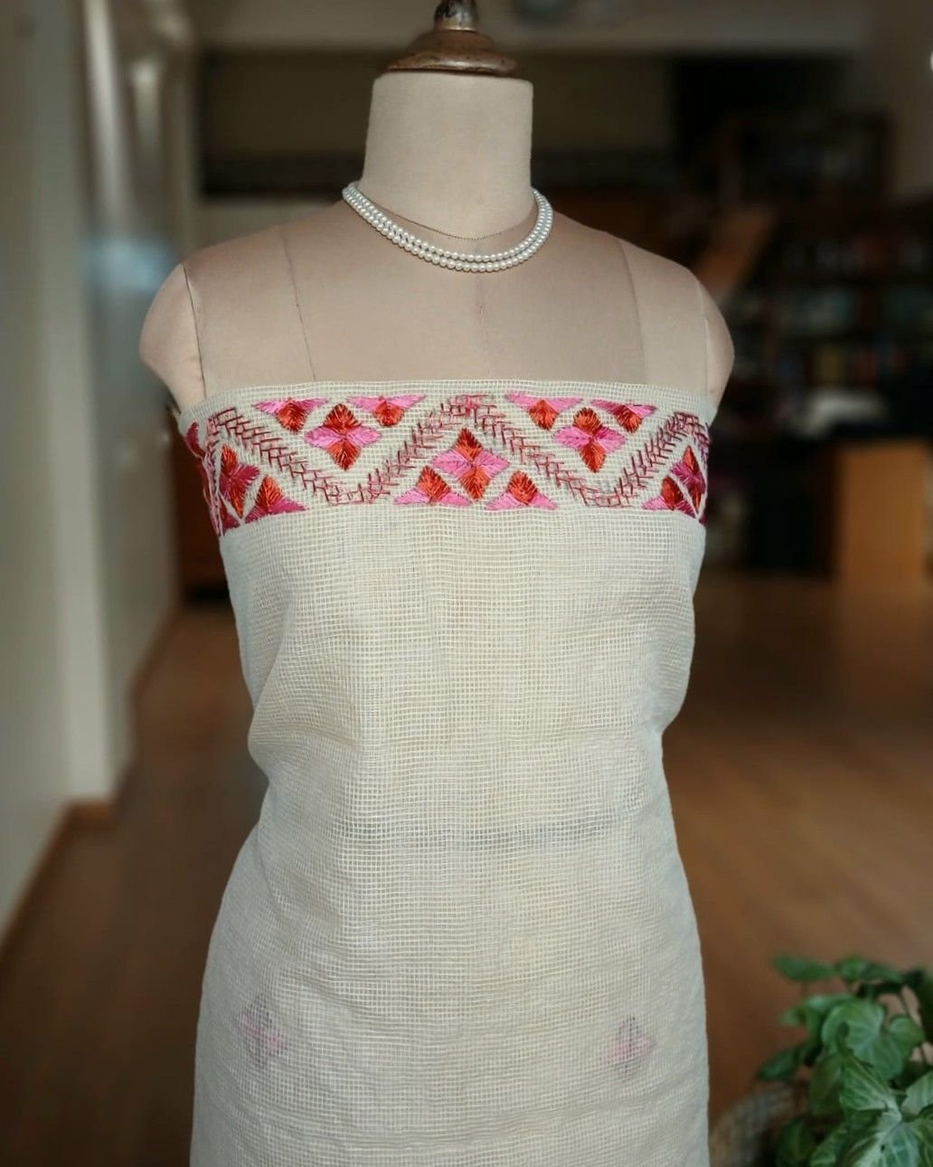 Phulkari Hand Embroidered Saree from Punjab -(PHES0005) - Image 8