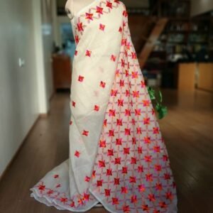 Phulkari Hand Embroidered Saree from Punjab -(PHES0011)