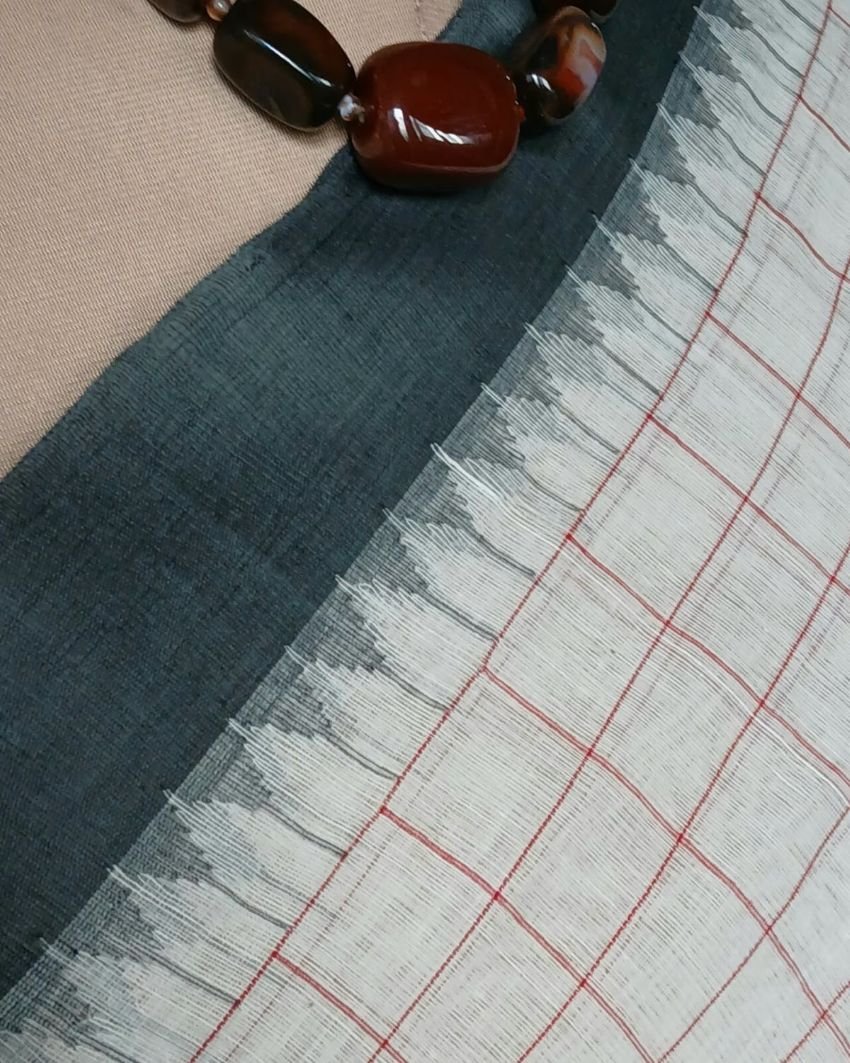 Ponduru Khadi Cotton Checks Saree - (PKSC0001) - Image 4