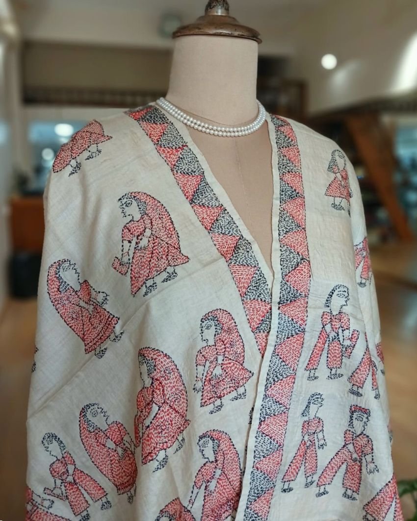 Beautiful Sujani Hand Embroidered Stole - (BSHS0001) - Image 7