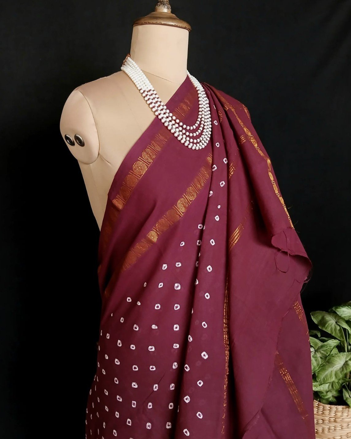 Hand-knotted Madurai Sungudi Cotton Saree- (HKSS0003) - Image 6