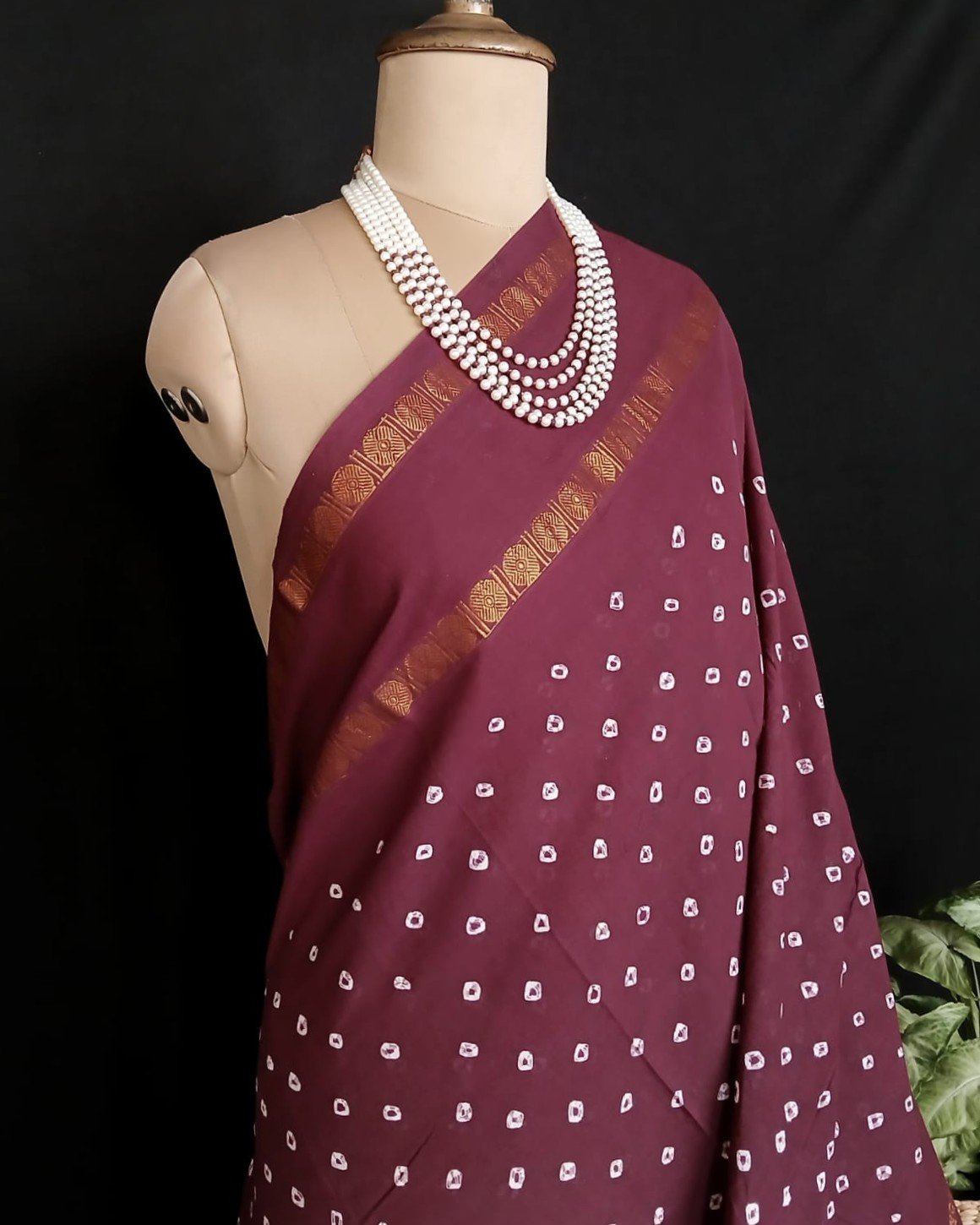 Hand-knotted Madurai Sungudi Cotton Saree- (HKSS0003) - Image 5