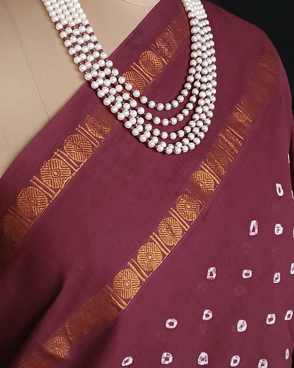 Hand-knotted Madurai Sungudi Cotton Saree- (HKSS0003) - Image 2