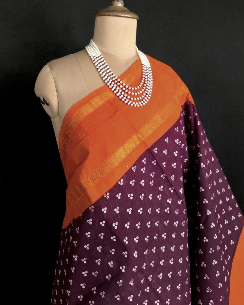 Hand-knotted Madurai Sungudi Cotton Saree- (HKSS0010) - Image 6