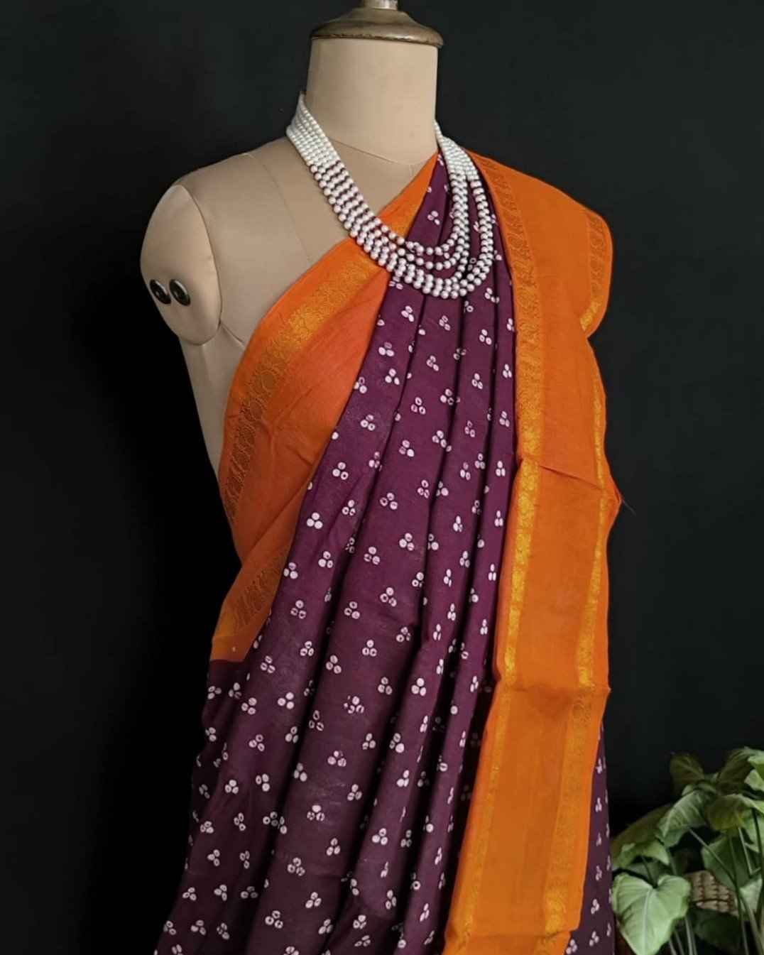 Hand-knotted Madurai Sungudi Cotton Saree- (HKSS0010) - Image 4