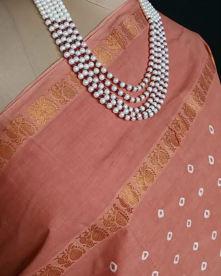 Hand-knotted Madurai Sungudi Cotton Saree- (HKSS0015) - Image 3