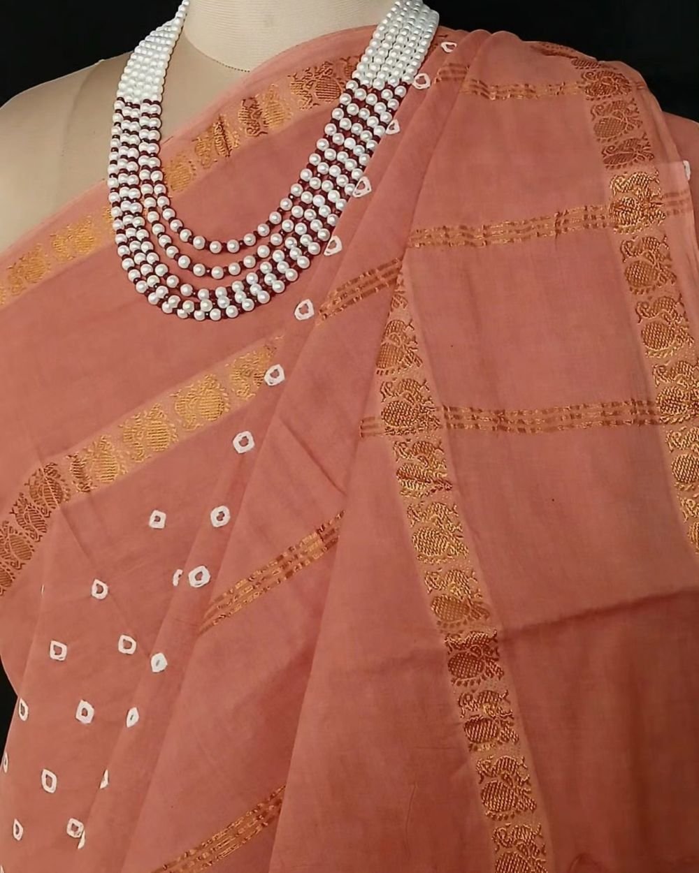 Hand-knotted Madurai Sungudi Cotton Saree- (HKSS0015) - Image 6