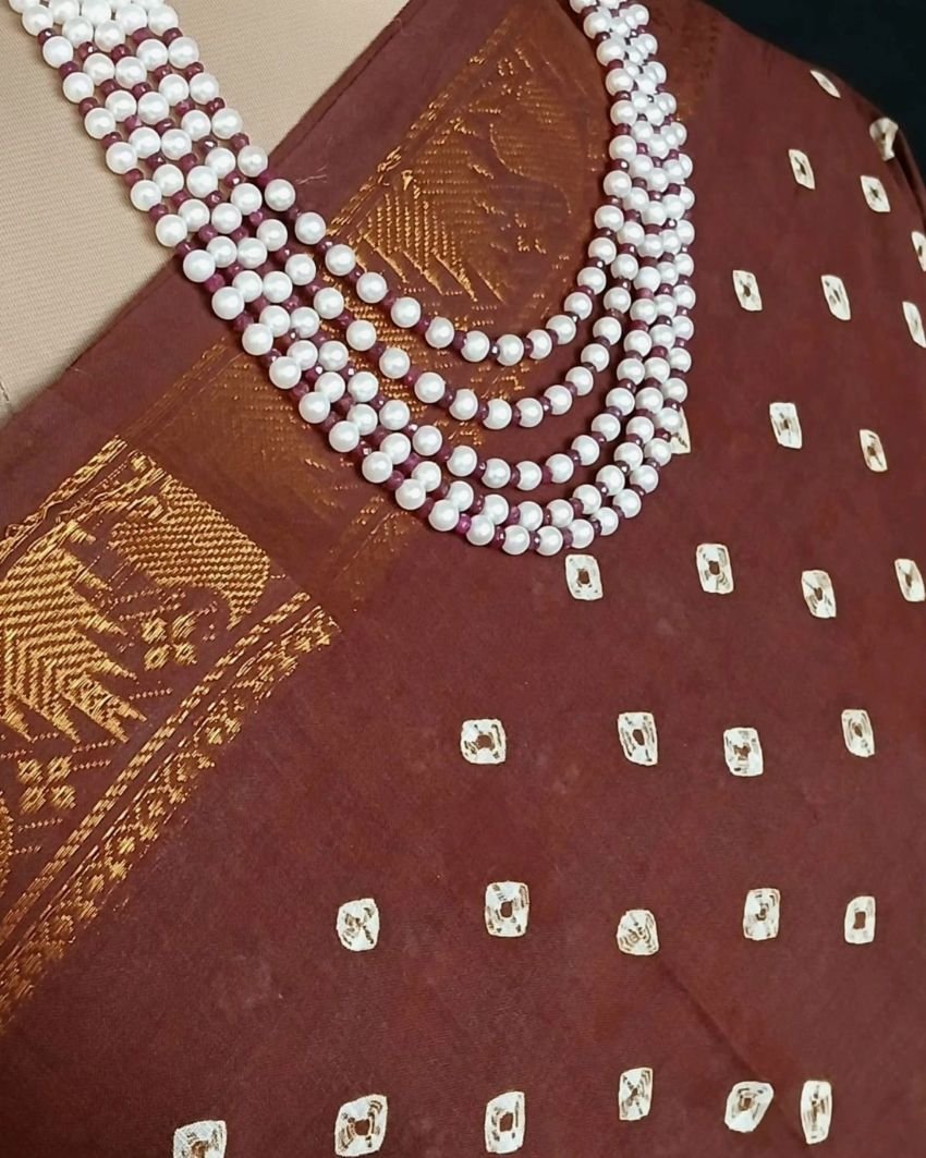 Hand-knotted Madurai Sungudi Cotton Saree- (HKSS0014) - Image 3