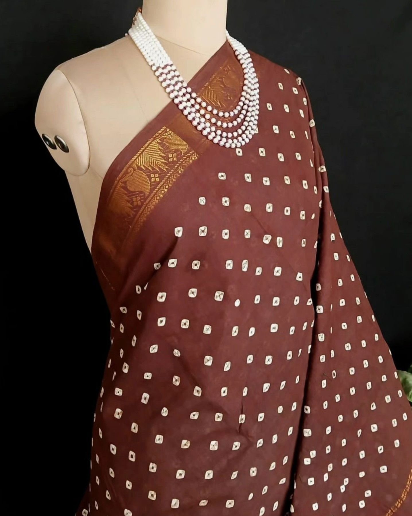 Hand-knotted Madurai Sungudi Cotton Saree- (HKSS0014) - Image 7