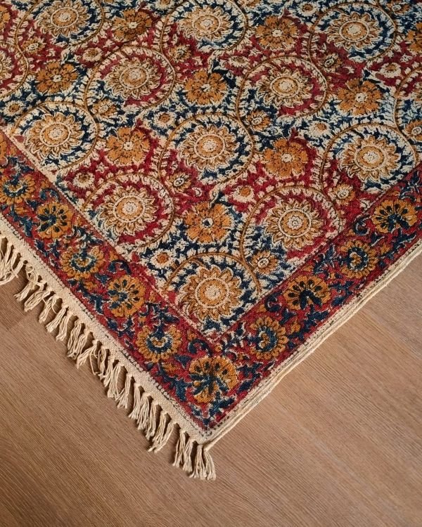 Kalamkari Dhurrie from Warangal (6 x 4 ft) – (NWKD1313)