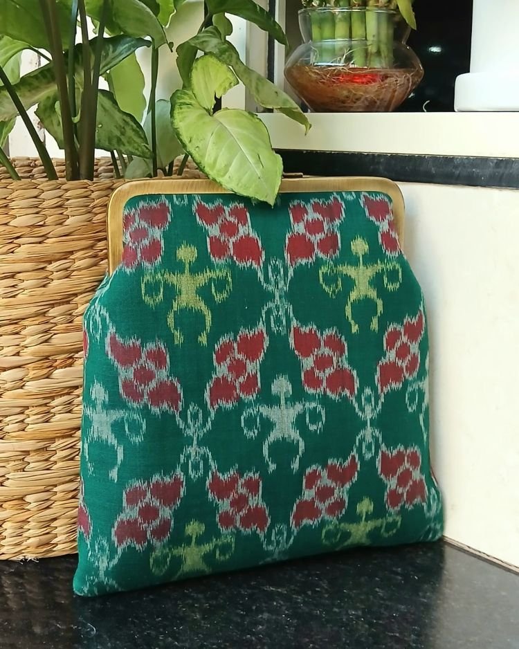 Odisha Ikat Embroidered Sling Purse - (ODIP0001)