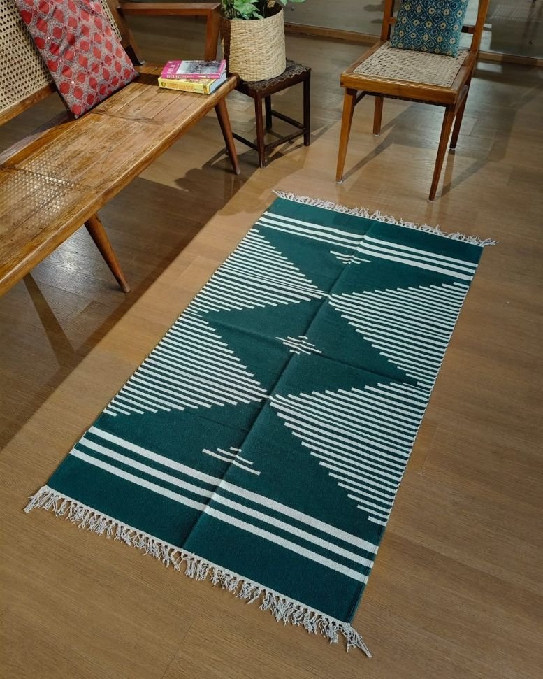 Handwoven Dhurrie from Warangal (5 x 3 ft) – (HDFW1003) - Image 2