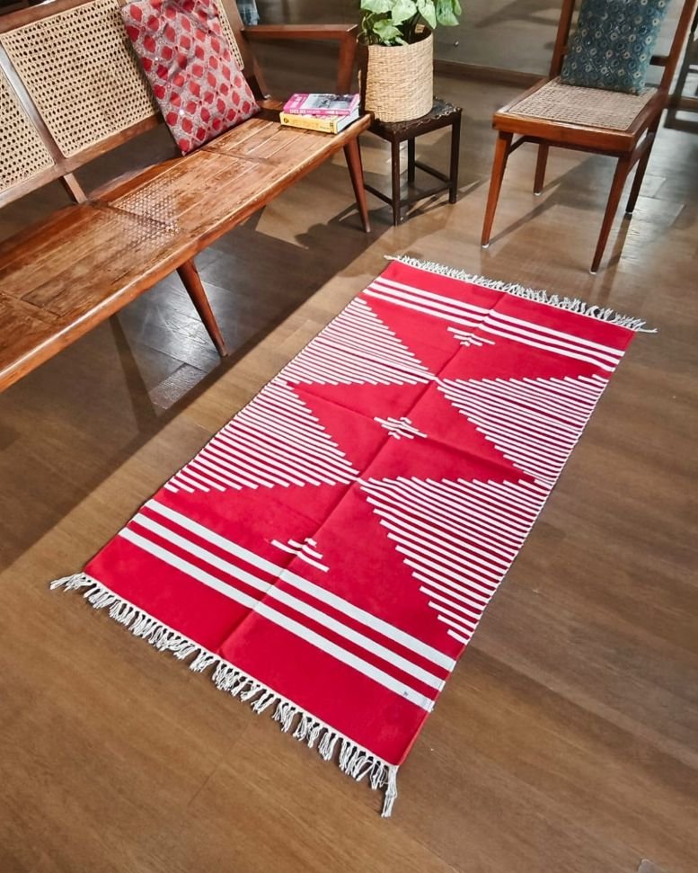 Handwoven Dhurrie from Warangal (5 x 3 ft) – (HDFW1005) - Image 2