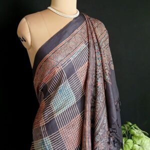 Ajrakh Tussar Silk Saree – (ATSS0025)