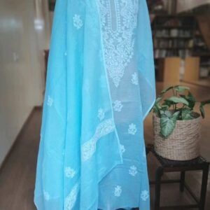 Chikankari Kurta and Dupatta Set Fabric in Kota Doria – (CKDF0006)