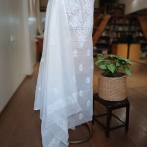 Chikankari Kurta and Dupatta Set Fabric in Kota Doria – (CKDF0013)