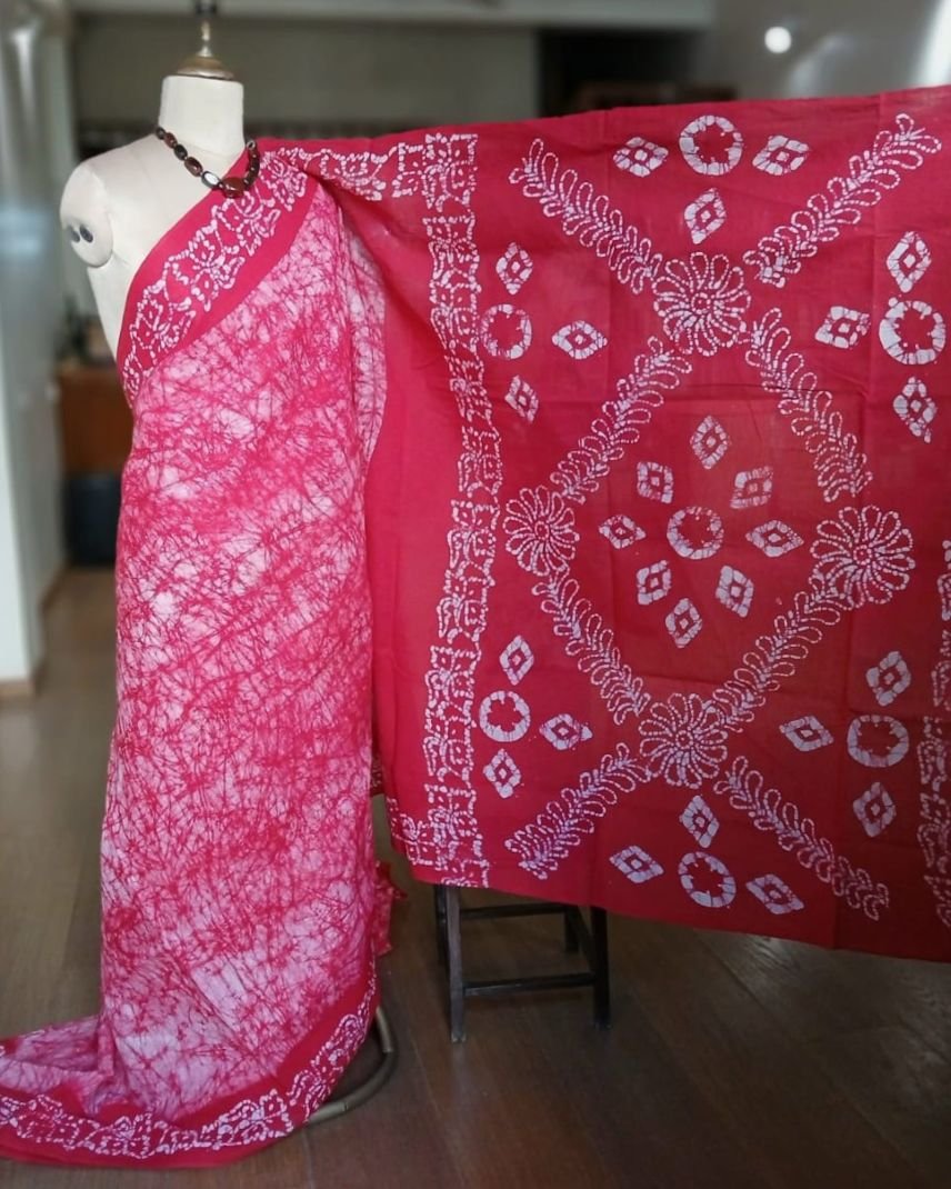 No-Zari Batik Saree from Madurai - (NZBS1002) - Image 6