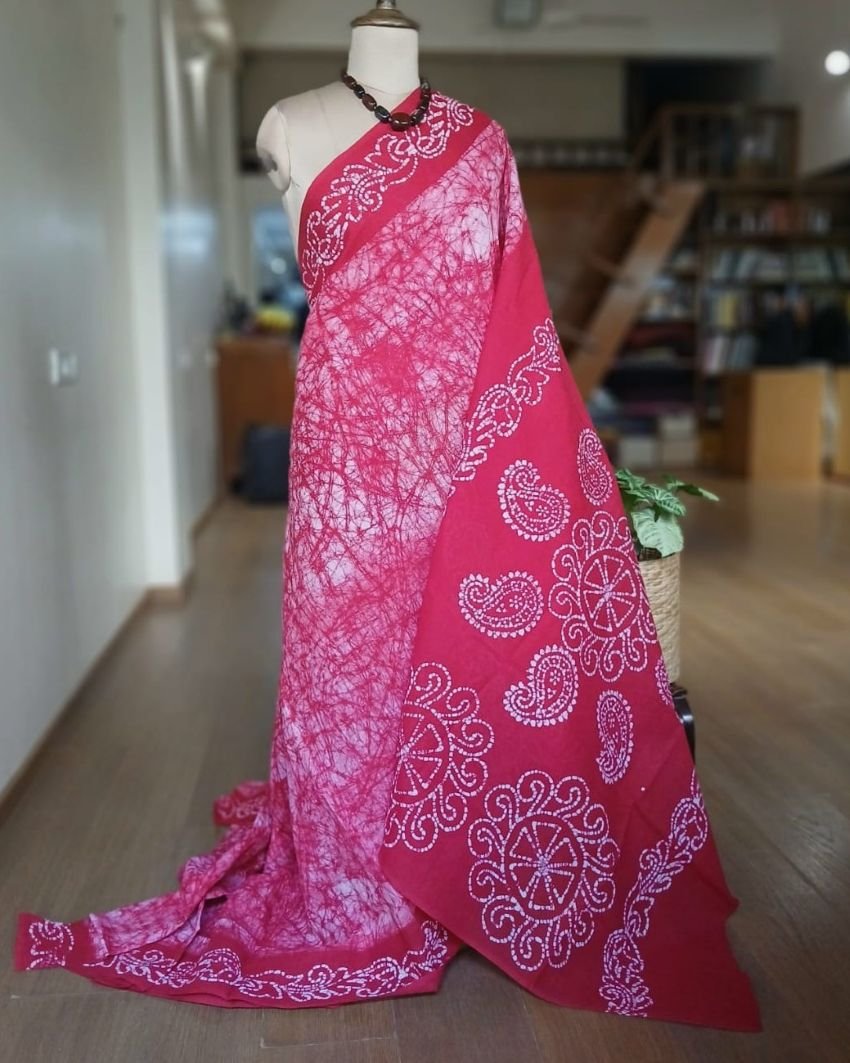 No-Zari Batik Saree from Madurai - (NZBS1010)