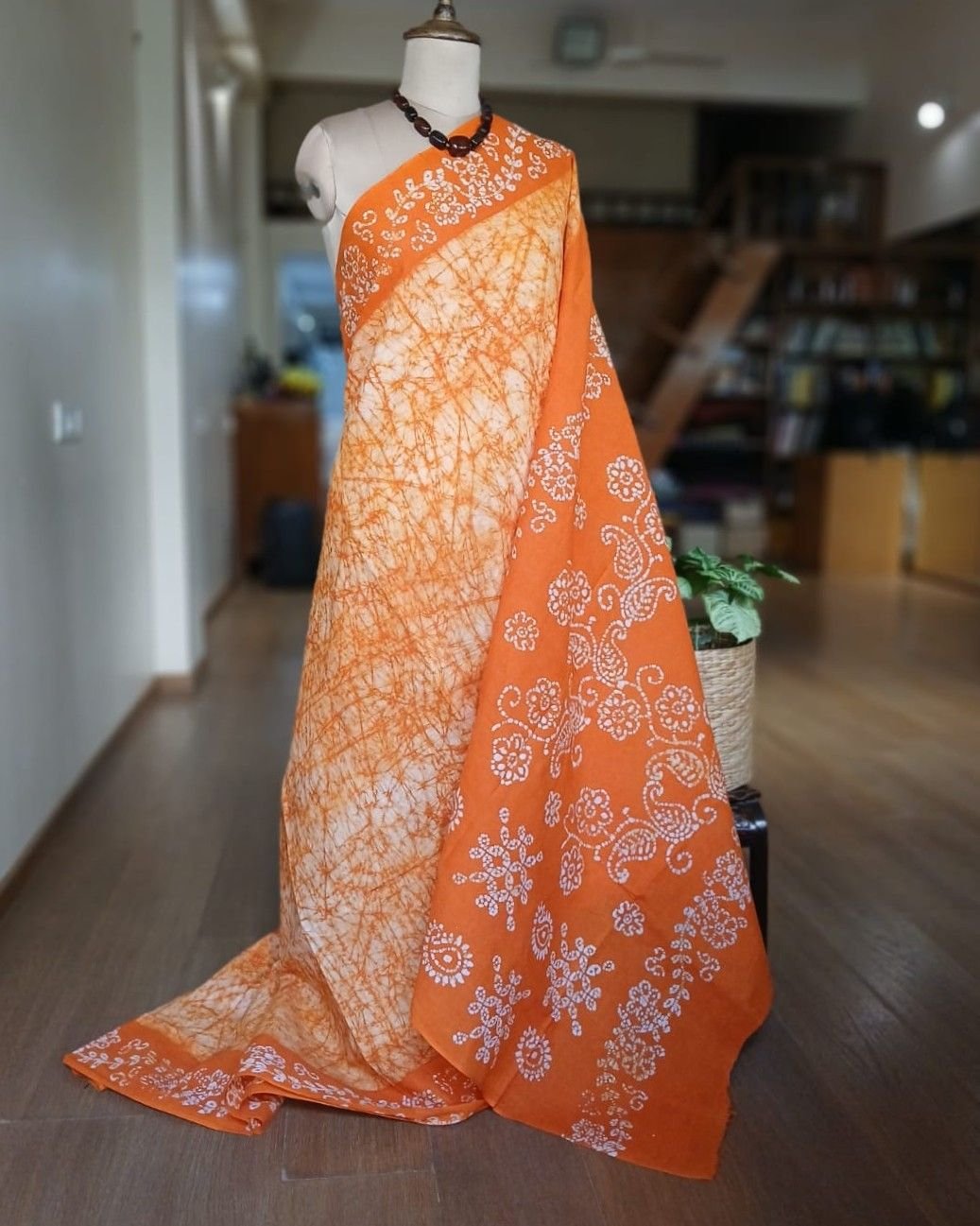 No-Zari Batik Saree from Madurai - (NZBS1011)