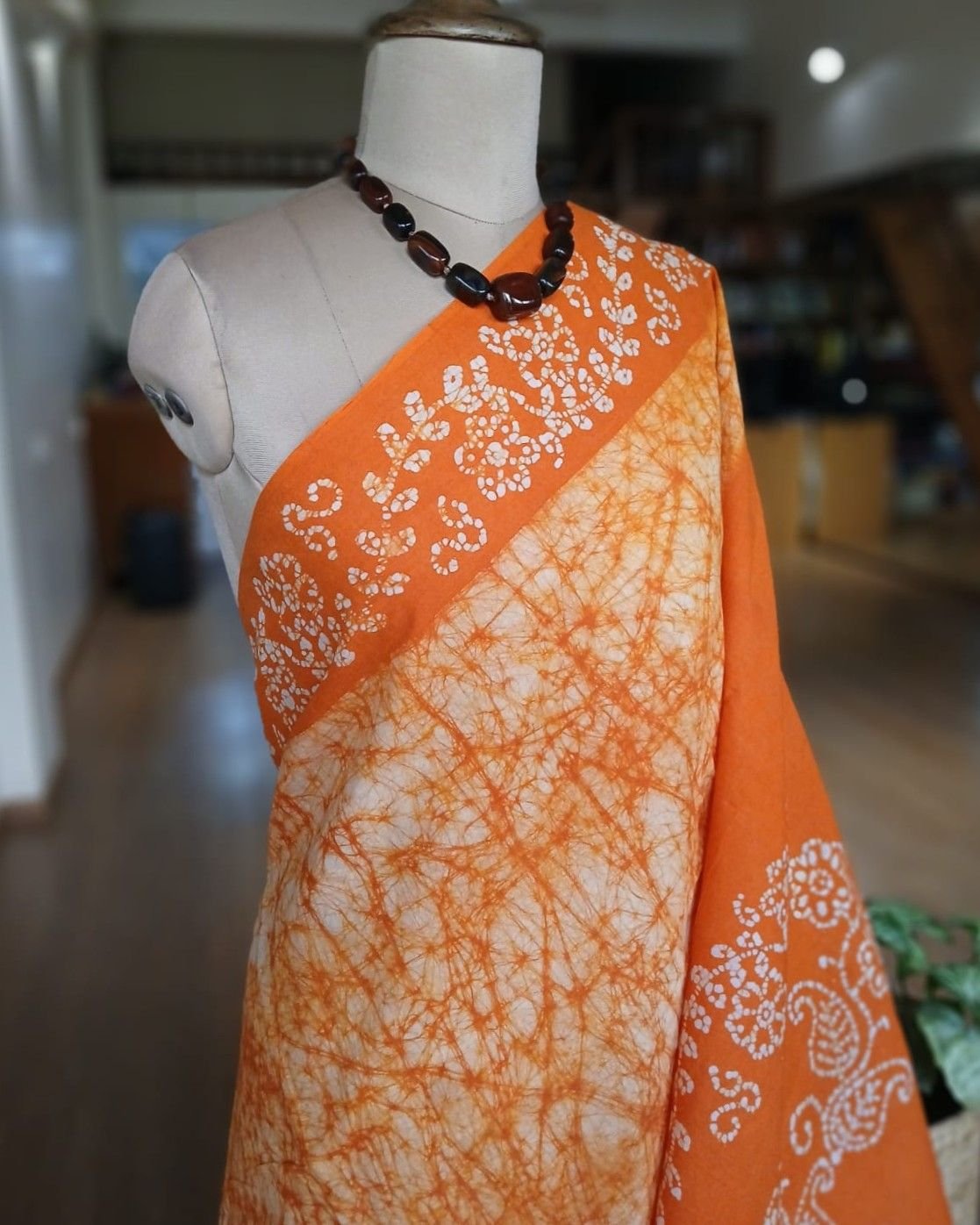 No-Zari Batik Saree from Madurai - (NZBS1011) - Image 7