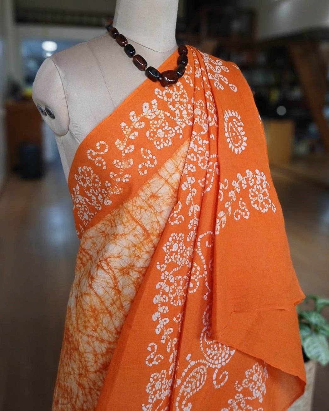 No-Zari Batik Saree from Madurai - (NZBS1011) - Image 3