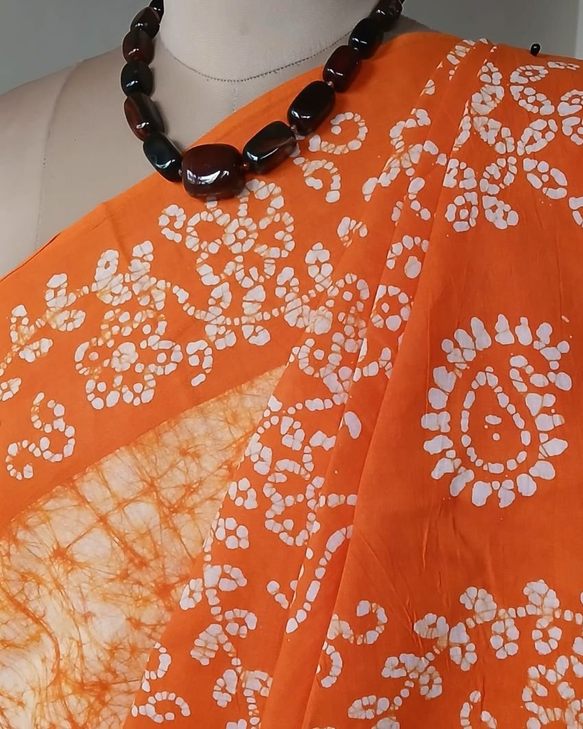 No-Zari Batik Saree from Madurai - (NZBS1011) - Image 4