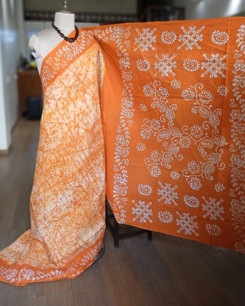 No-Zari Batik Saree from Madurai - (NZBS1011) - Image 5