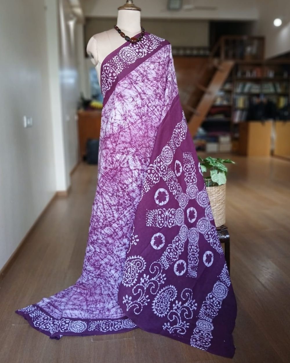 No-Zari Batik Saree from Madurai - (NZBS1012)