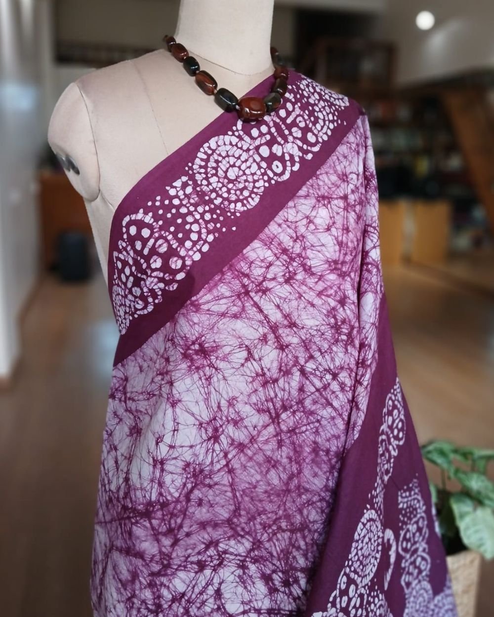 No-Zari Batik Saree from Madurai - (NZBS1012) - Image 2